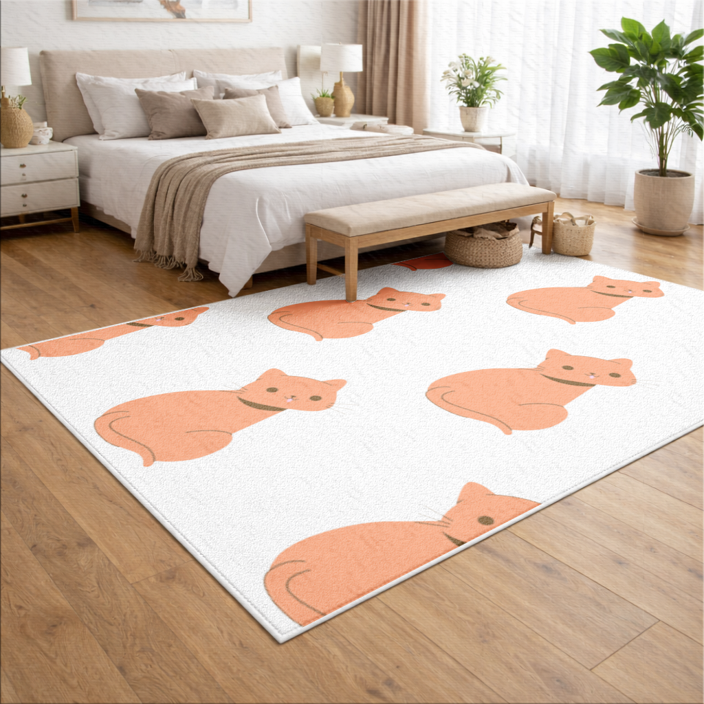 Kawaii Orange Cat Blep Living room carpet