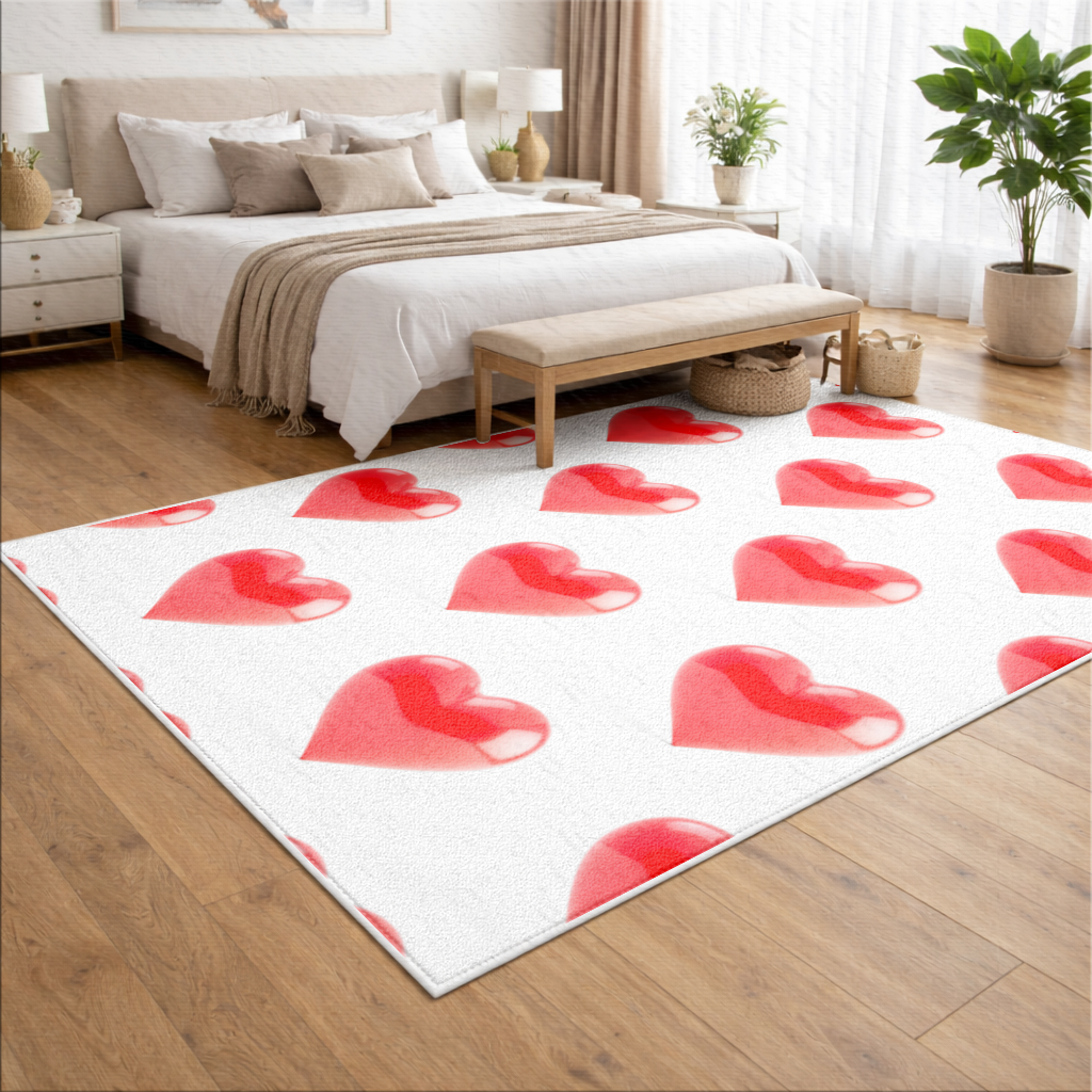 Glossy Red 3D Heart Living room carpet
