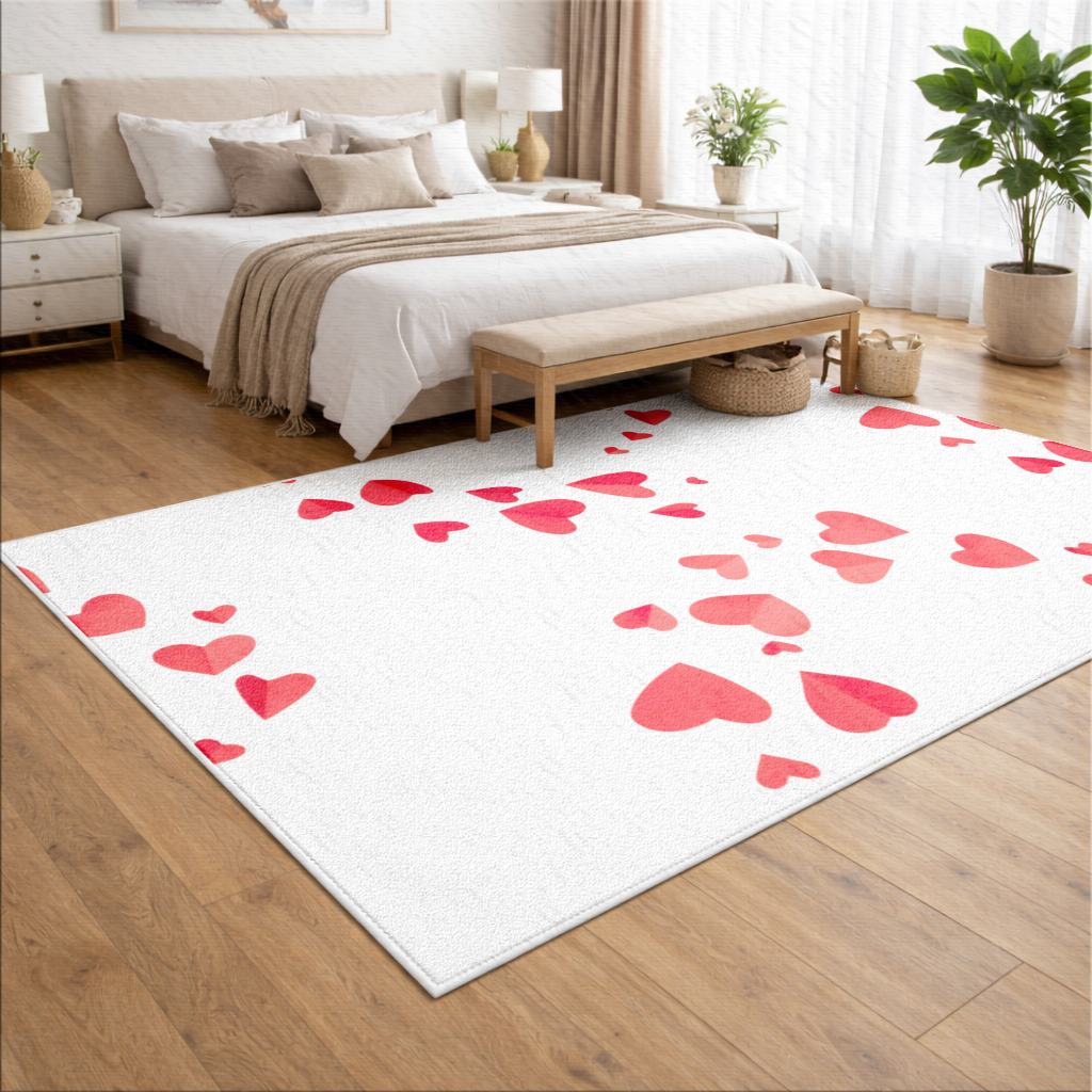 Red Hearts Frame Design Living room carpet