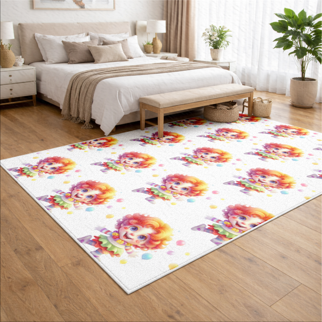 Cute Rainbow Hair Happy Clown Living room carpet