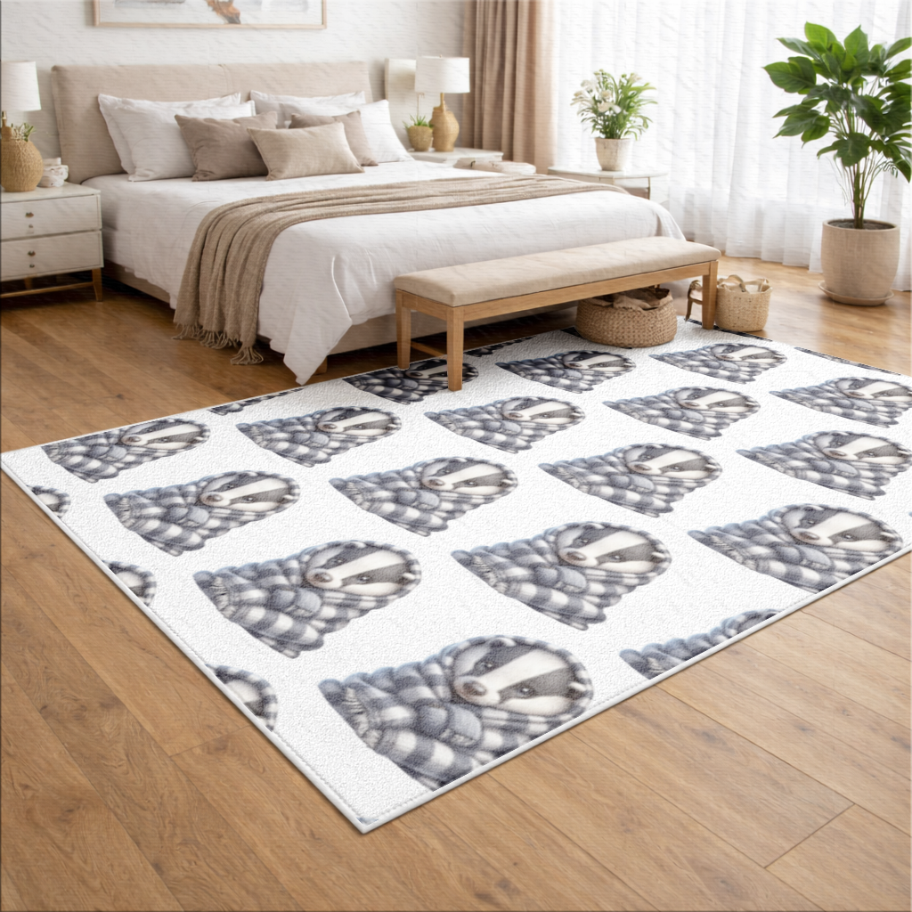 Cozy Baby Badger Wrapped in Blanket Living room carpet