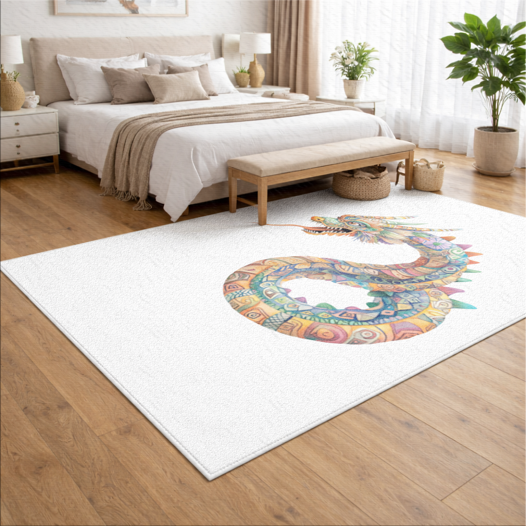 Colorful Mosaic Chinese Dragon Living room carpet