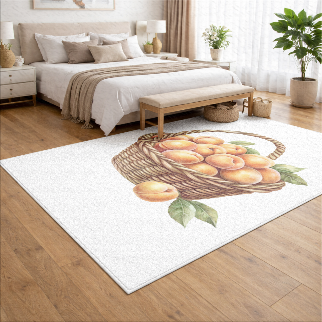 Fresh Peaches in Wicker Basket Living room carpet