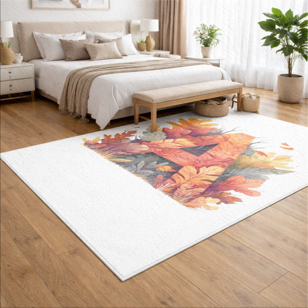 Autumn Leaf Letter A Monogram Living room carpet