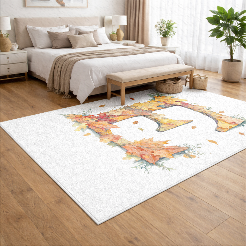 Autumn Maple Leaf Letter E Living room carpet