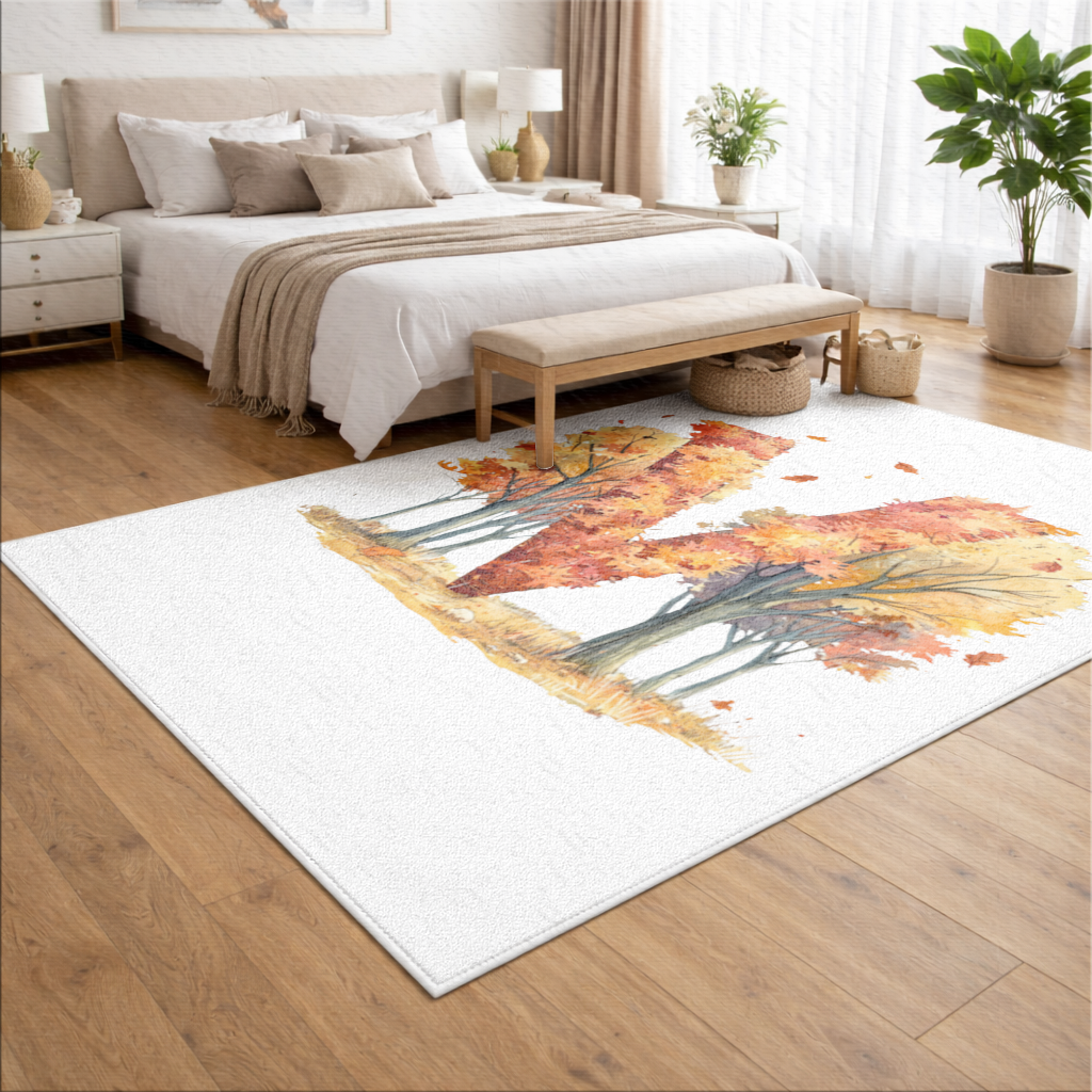 Orange Autumn Forest Letter M Living room carpet