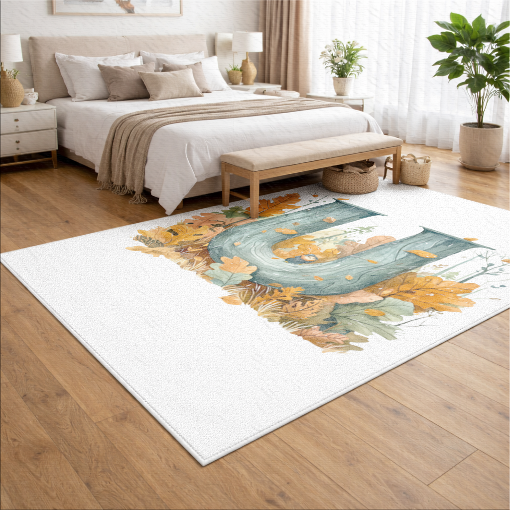 Autumn Woodland Initial Letter U Living room carpet