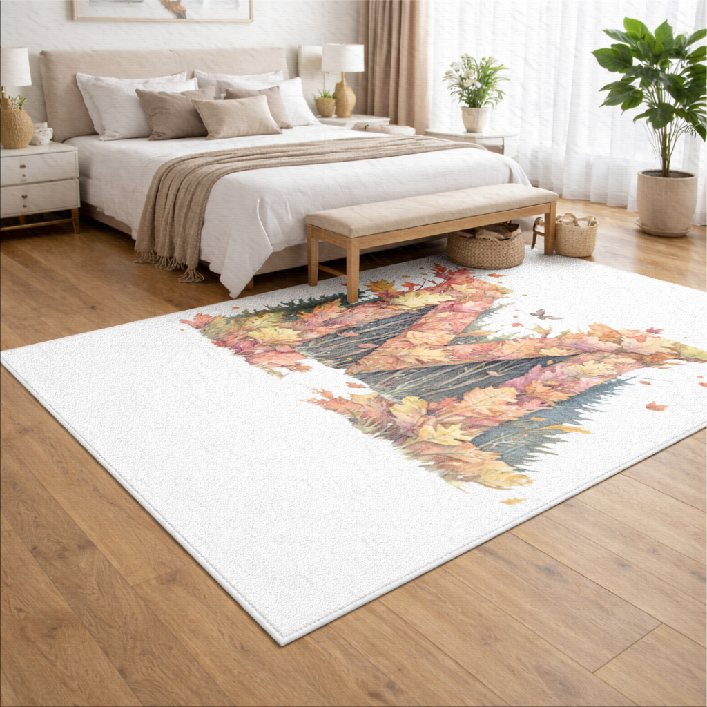 Autumn Letter M With Fall Leaves Living room carpet