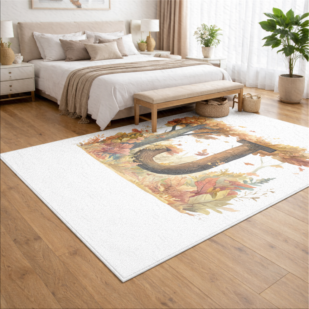Fall Leaves Wooden Letter J Living room carpet