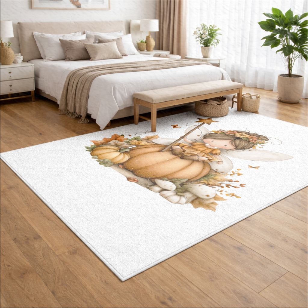Whimsical Autumn Pumpkin Fairy Living room carpet