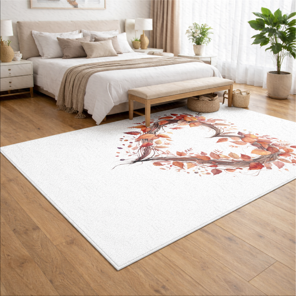 Autumn Leaves Heart Wreath Living room carpet
