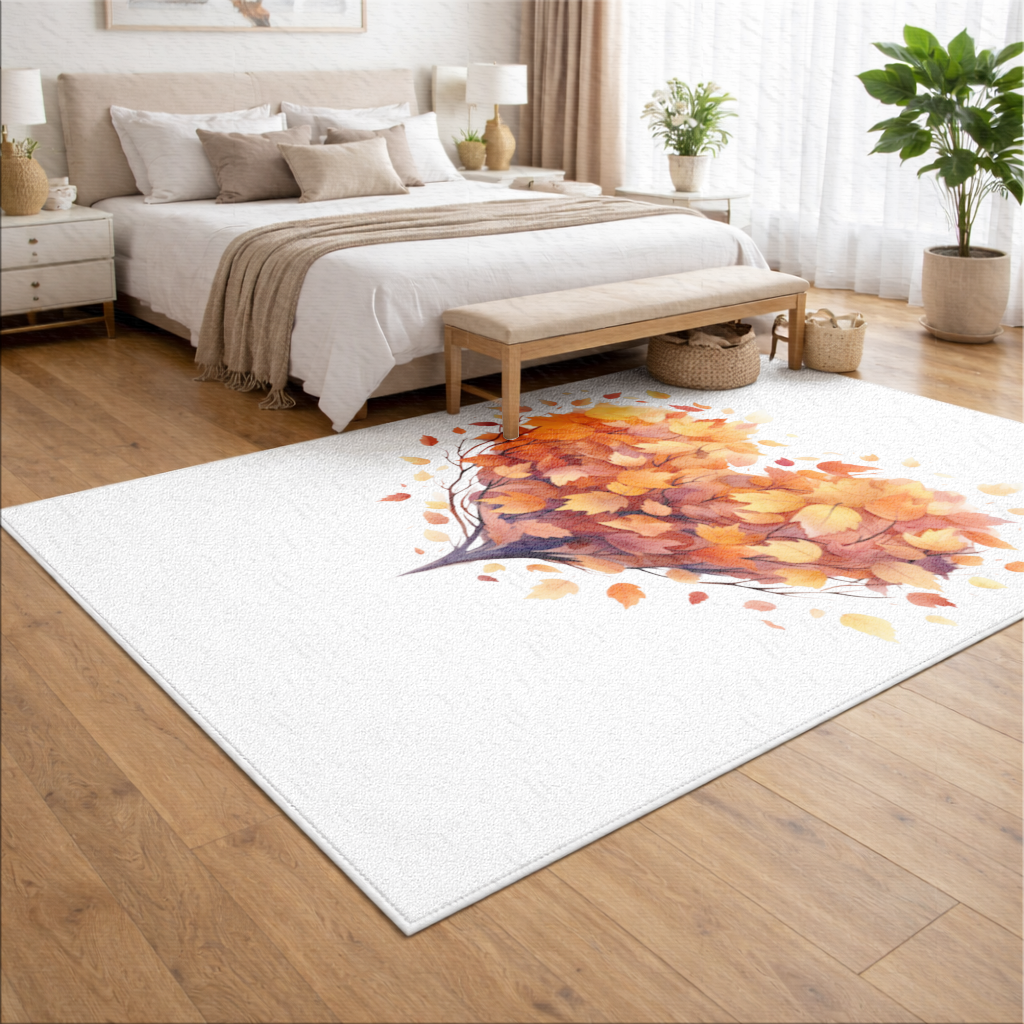 Sonbahar Yapraklı Kalp Salon Halısı