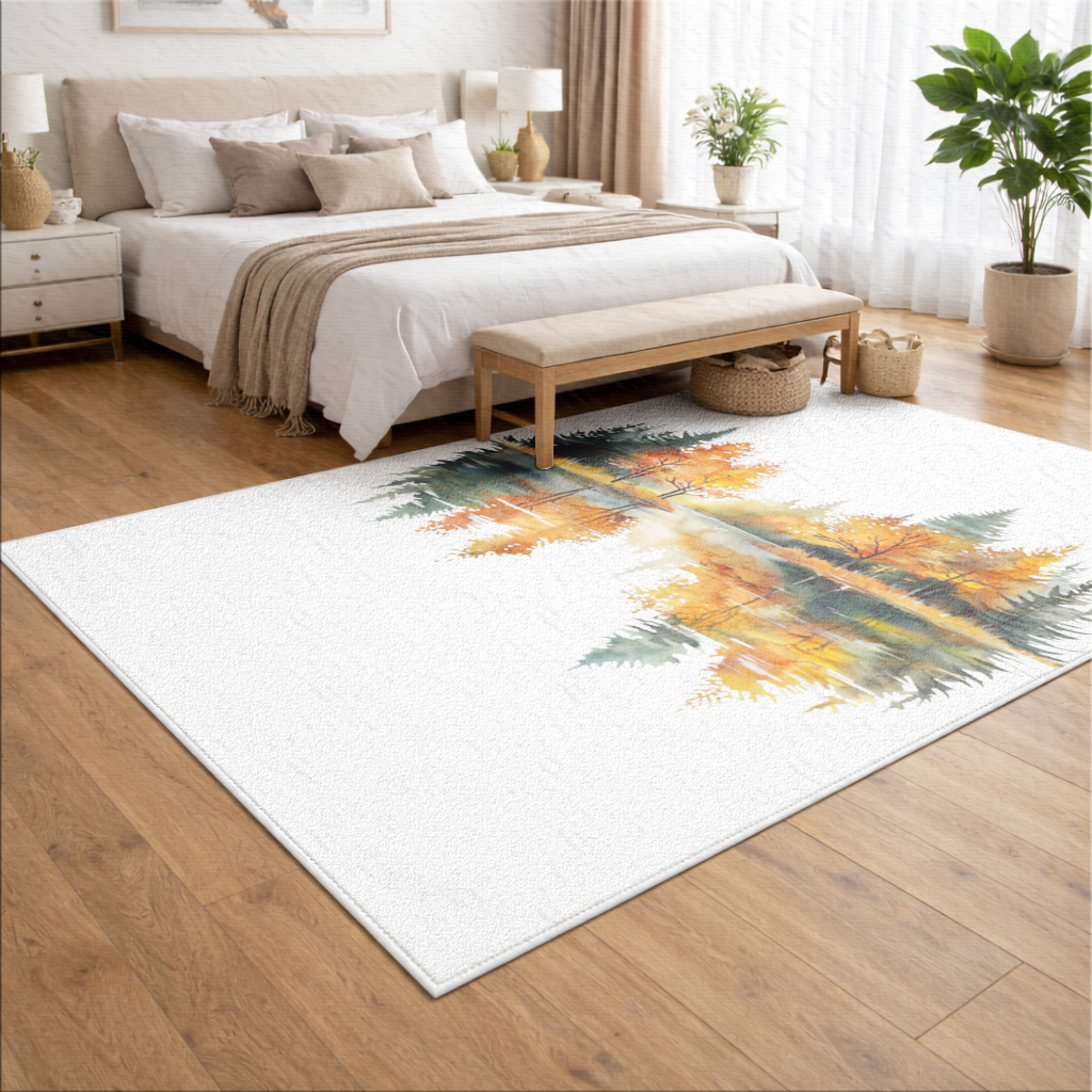 Autumn Forest Lake Reflection Living room carpet