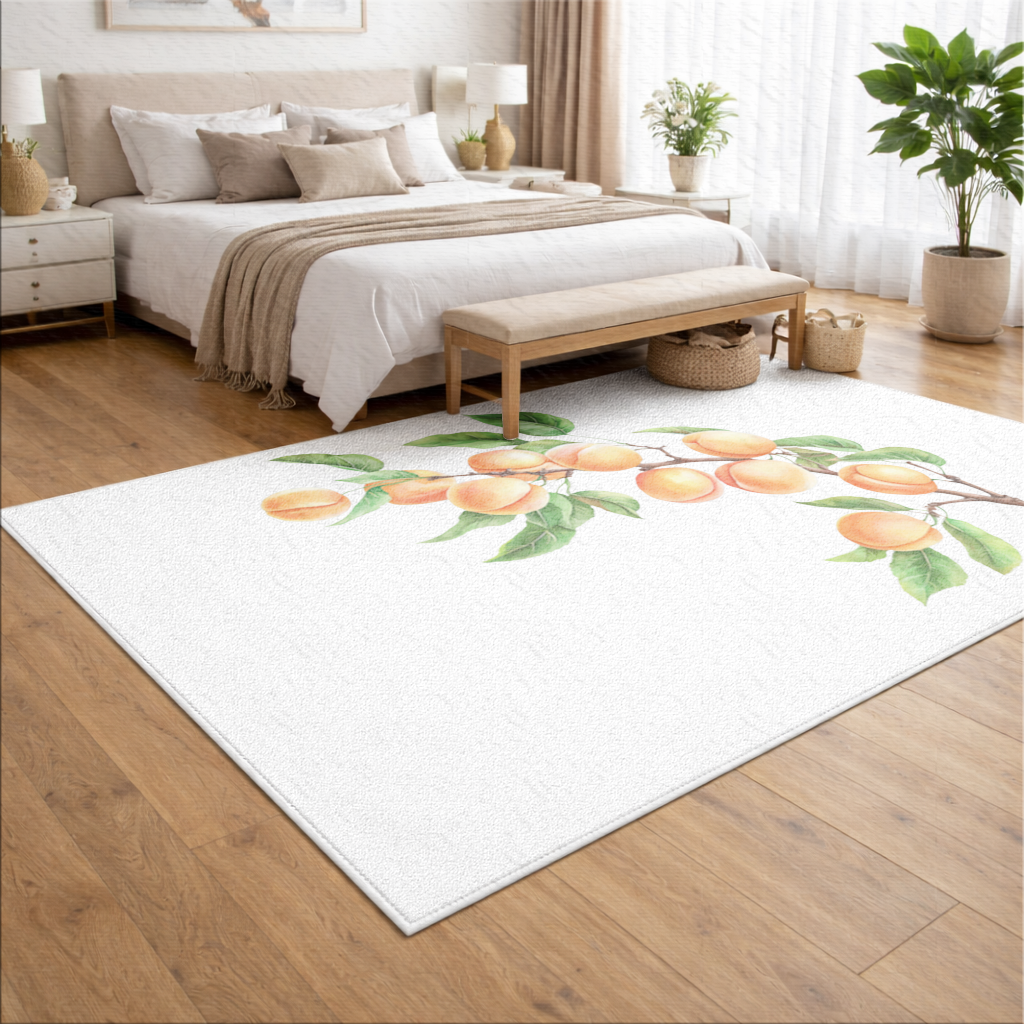 Ripe Orange Apricot Fruit Branch Living room carpet