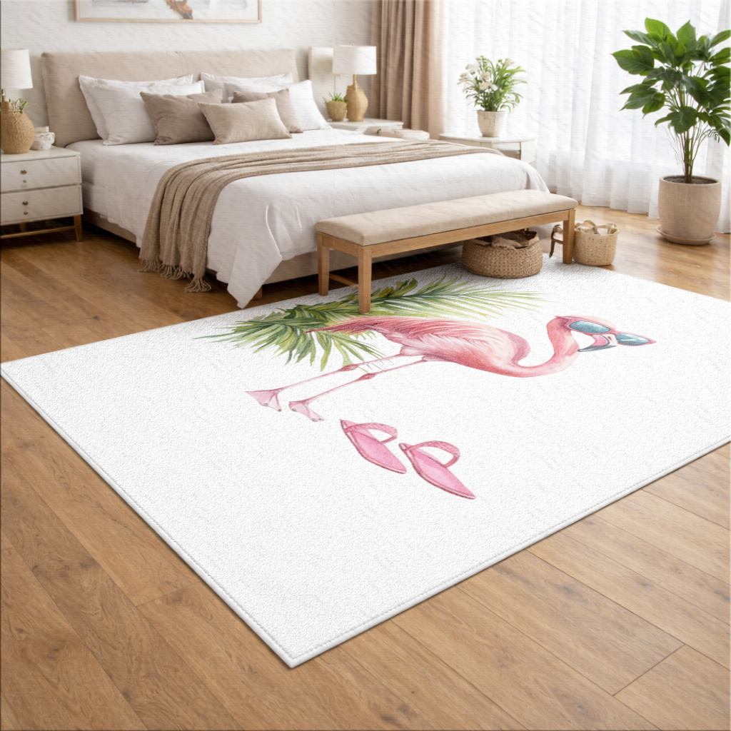 Güneş Gözlüklü Pembe Flamingo Salon Halısı