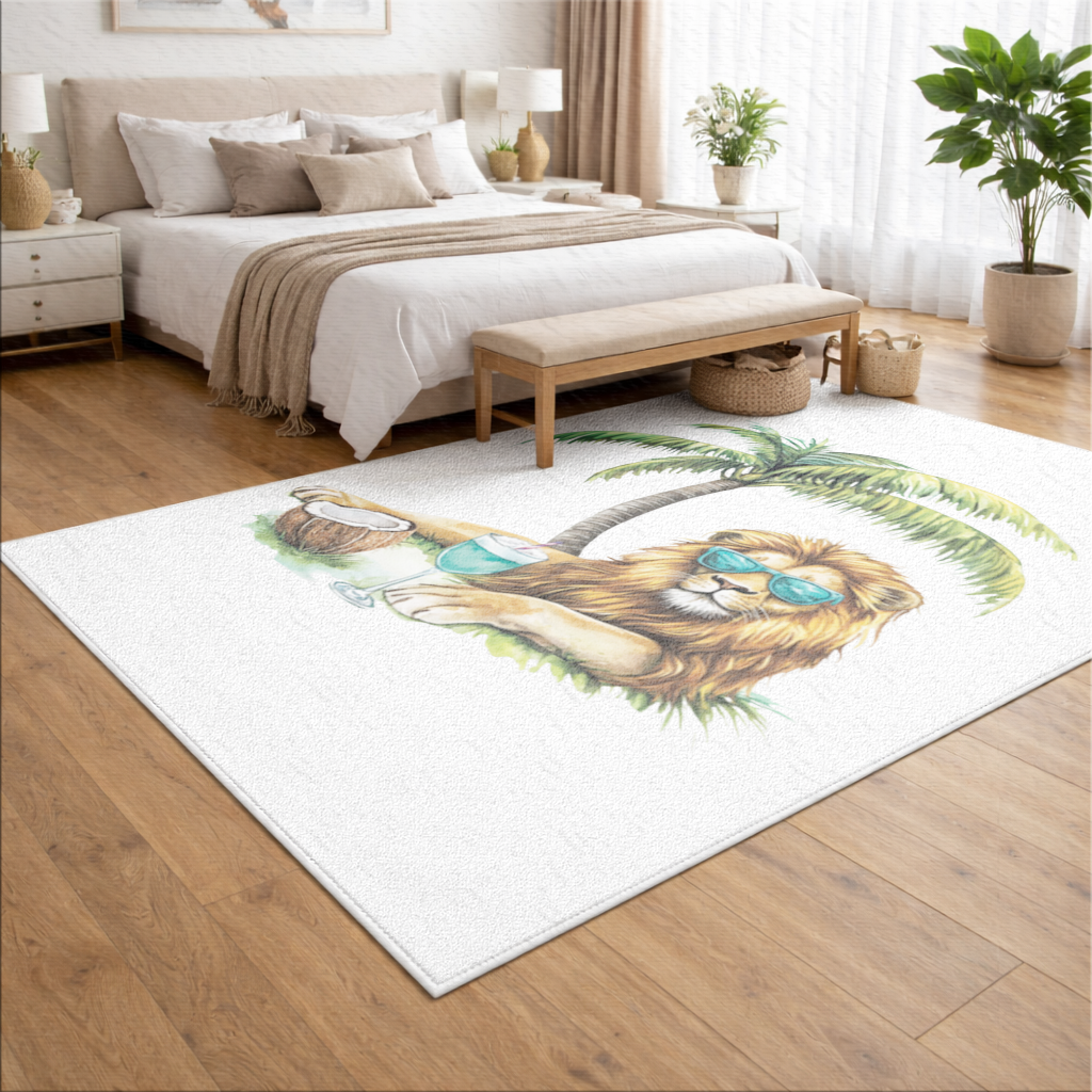 Yaz Tatili Yapan Gözlüklü Aslan Salon Halısı