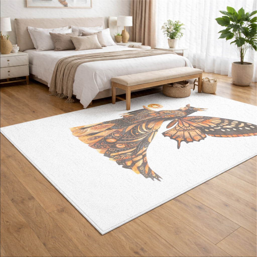 Monarch Kelebek Kanatlı Tanrıça Salon Halısı