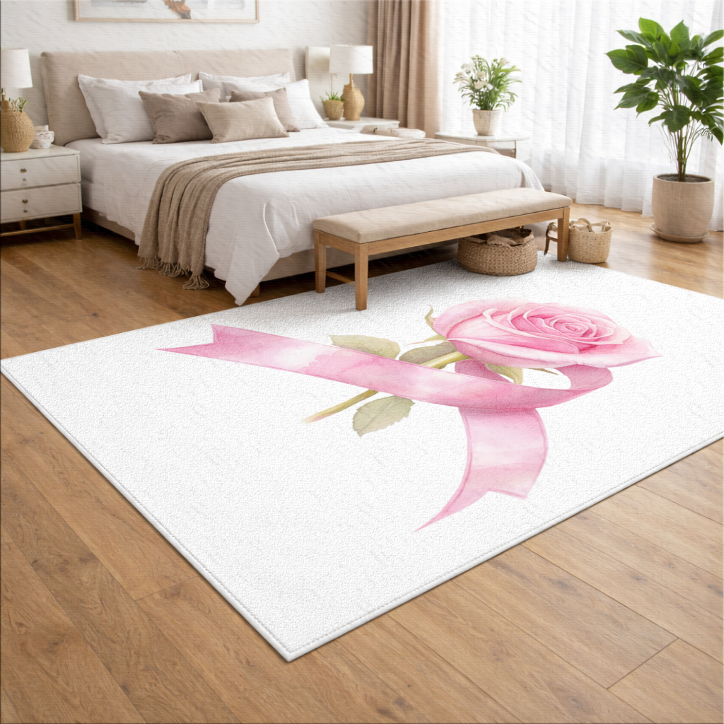 Breast Cancer Awareness Pink Rose Living room carpet