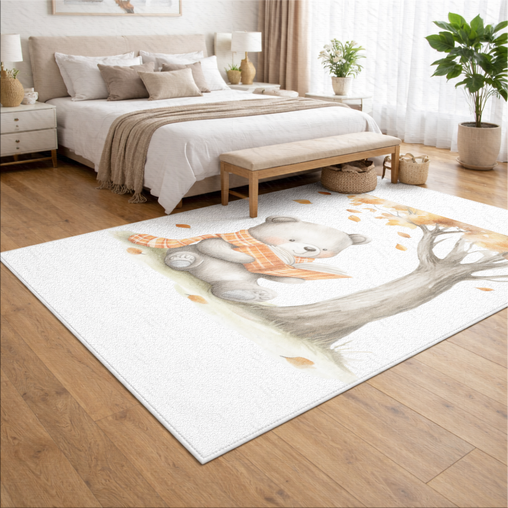 Reading Bear with Orange Scarf Living room carpet