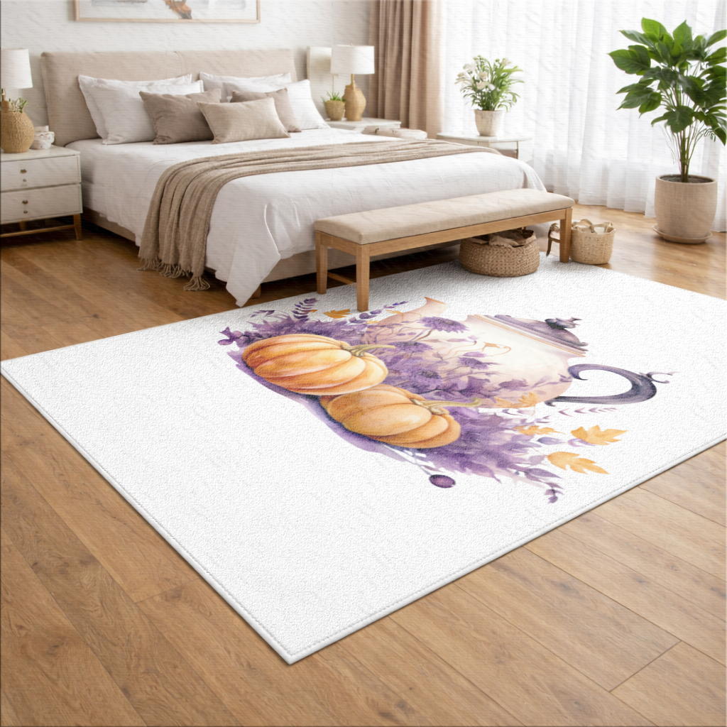 Vintage Purple Floral Pumpkin Teapot Living room carpet