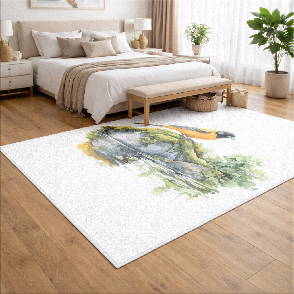 Orange Baltimore Oriole Bird Living room carpet