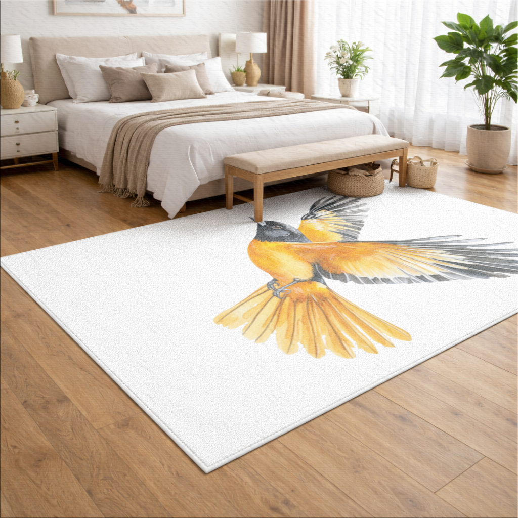 Watercolor Baltimore Oriole Living room carpet