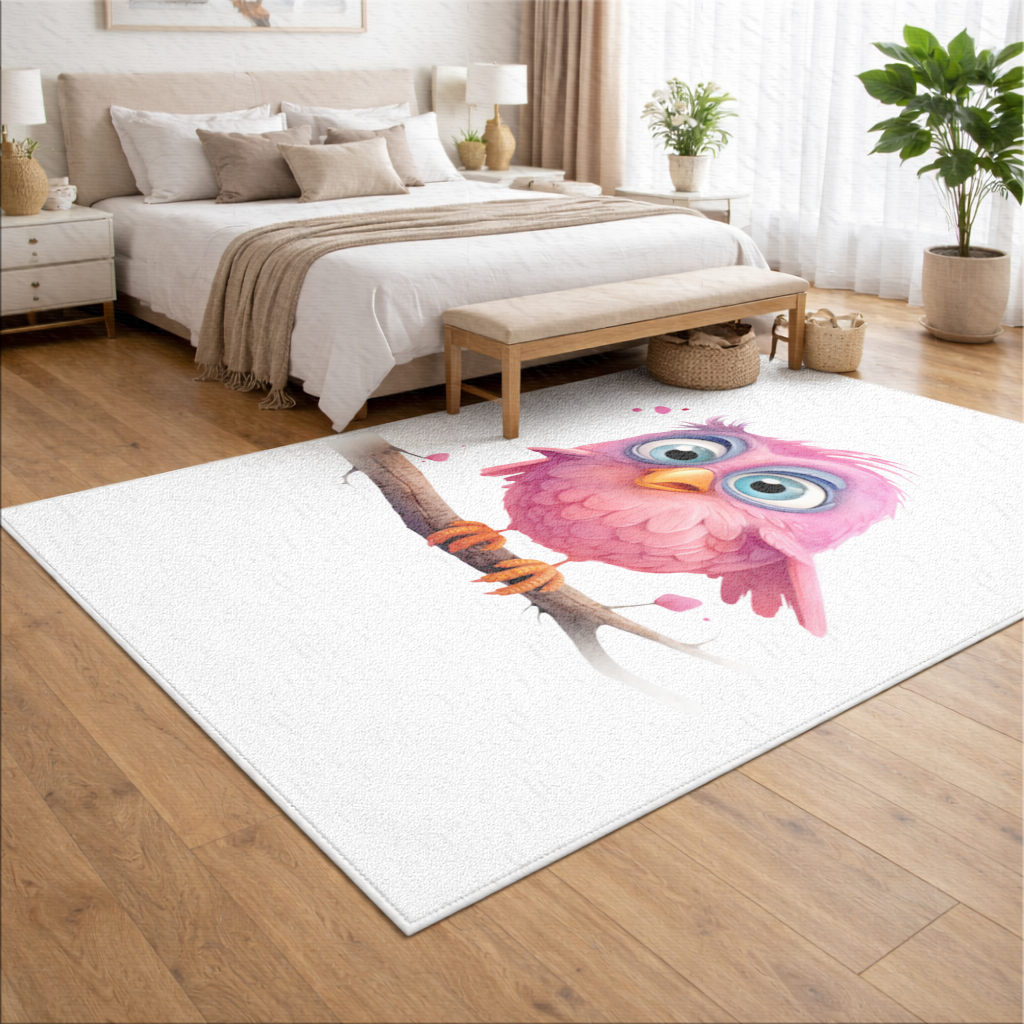 Cute Pink Bird with Large Blue Eyes 