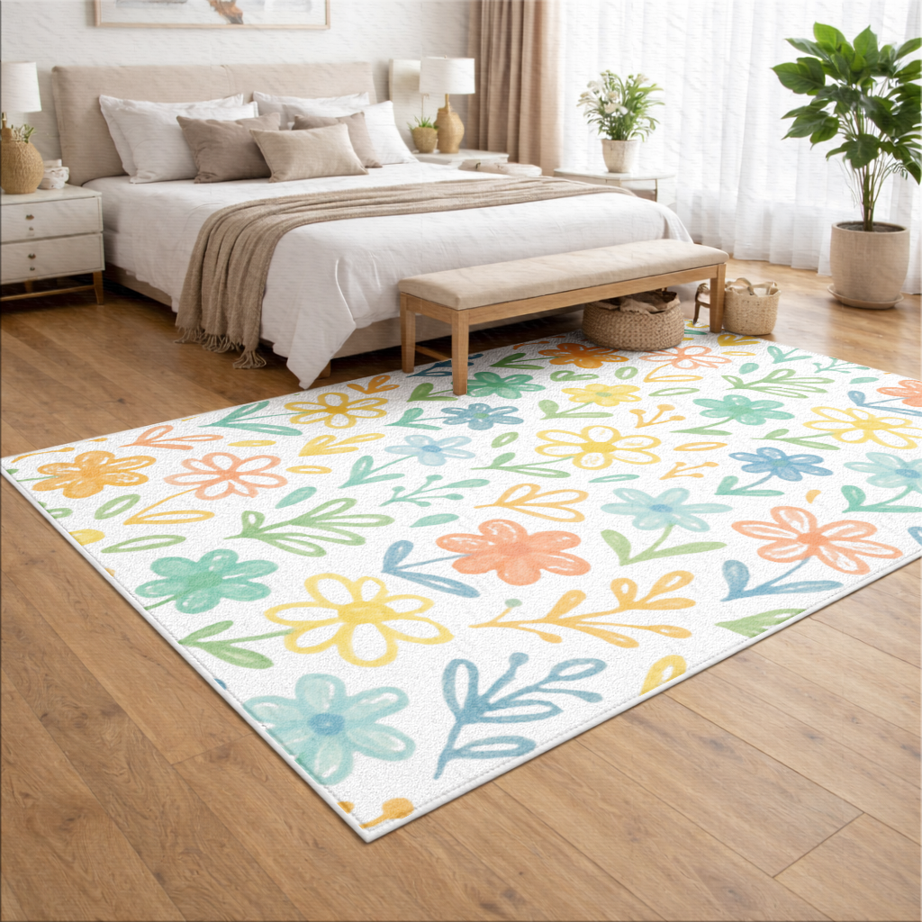 Colorful Boho Wildflowers Living room carpet