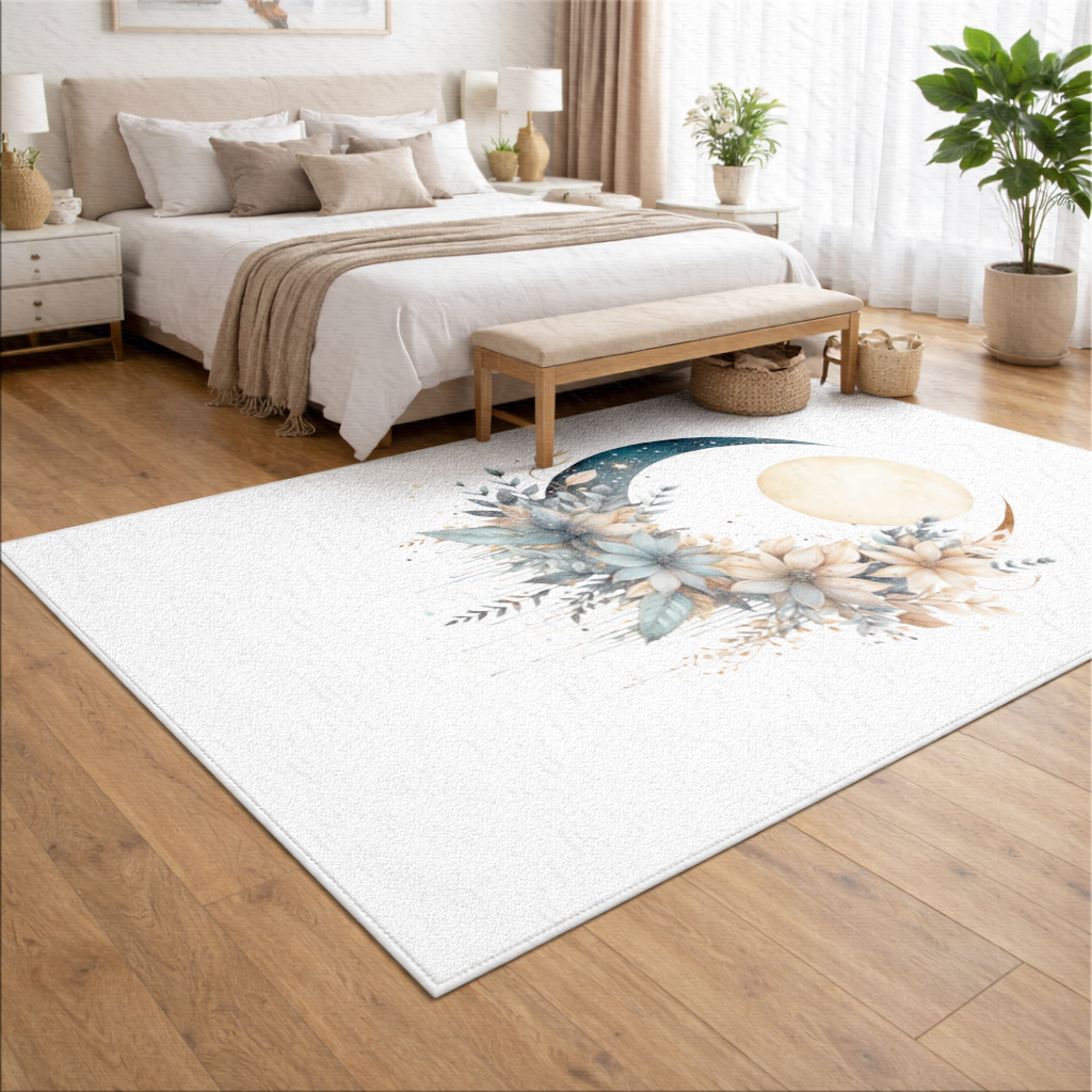 Celestial Boho Moon Floral Living room carpet