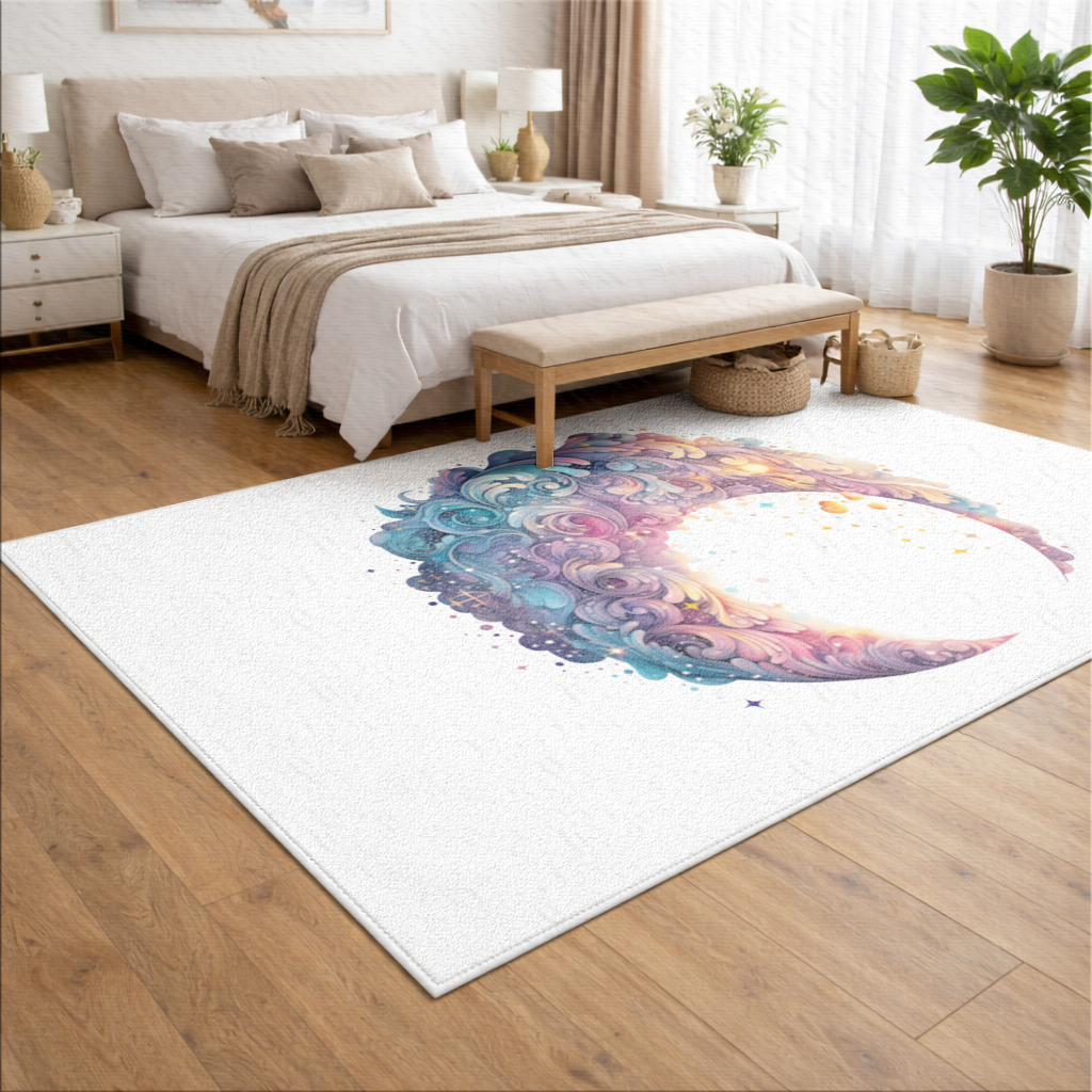 Colorful Swirled Celestial Moon Living room carpet
