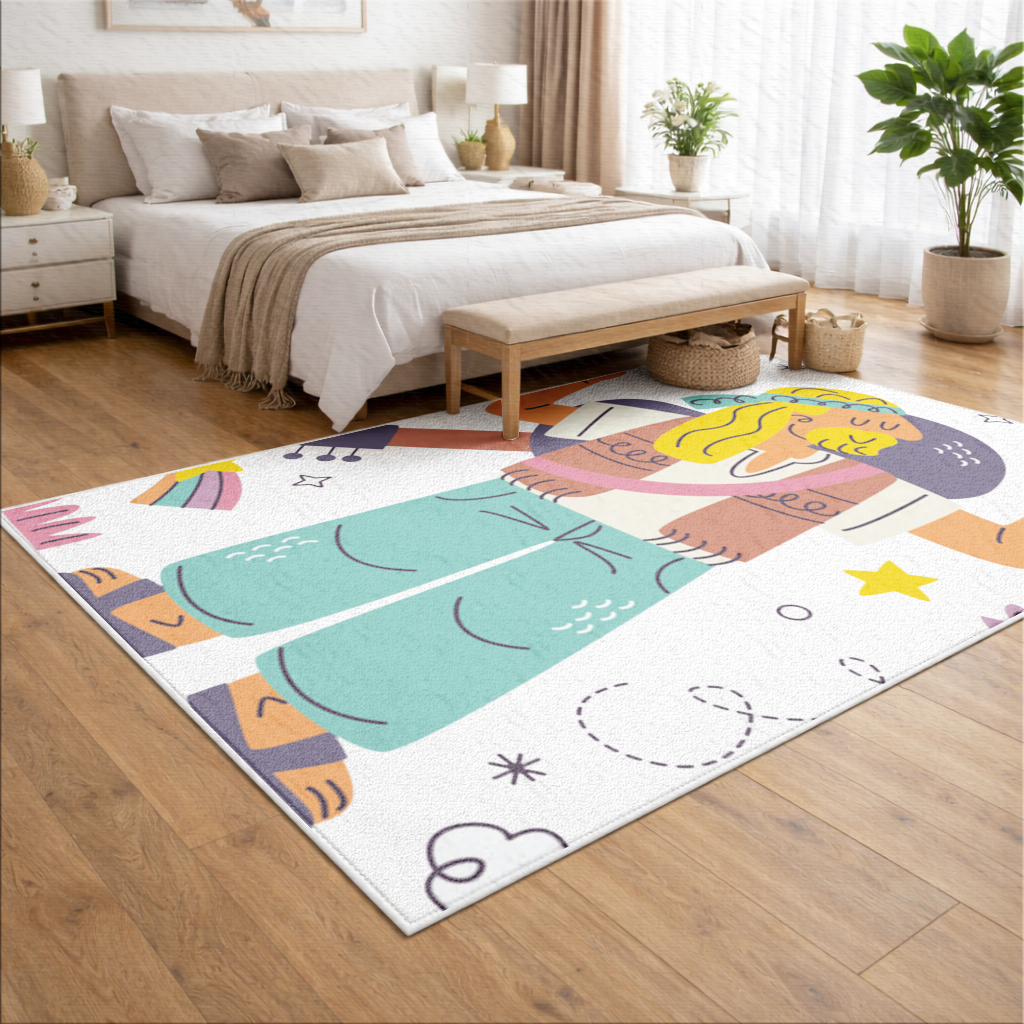 Retro Hippie Character Living room carpet