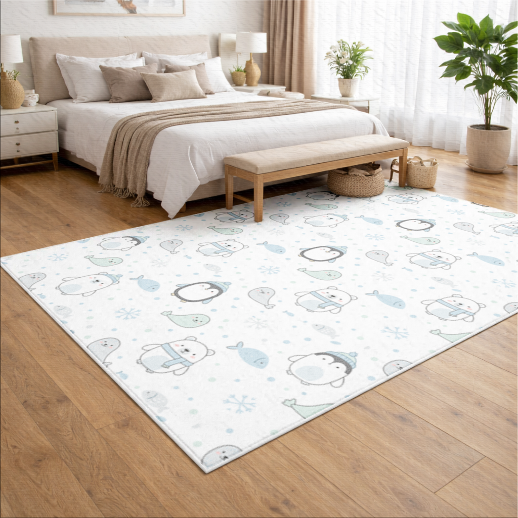 Cute Arctic Animals Winter Pattern Living room carpet