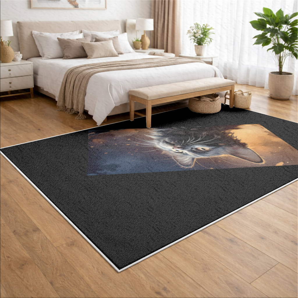 Black Cat Digital Art Living room carpet