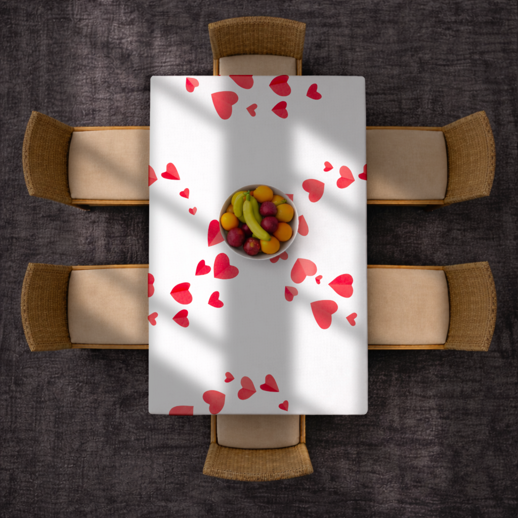 Red Hearts Frame Design Rectangular Tablecloth
