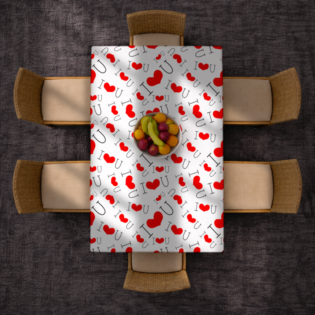 Valentines Day I Love You Heart Pattern Romantic Design Rectangular Tablecloth