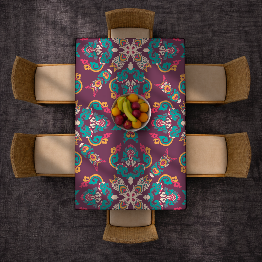 Colorful Ottoman Inspired Mandala Pattern Rectangular Tablecloth