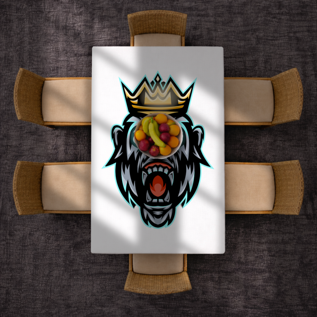 Angry Gorilla King with Crown Graphic - Neon Mascot Design Rectangular Tablecloth