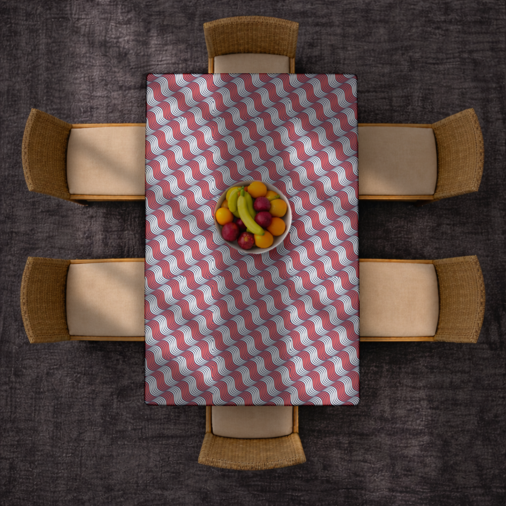 Red and Navy Wavy Line Pattern 