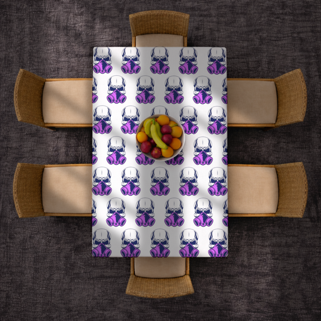 Skull with Gas Mask Illustration Modern and Edgy Design Rectangular Tablecloth