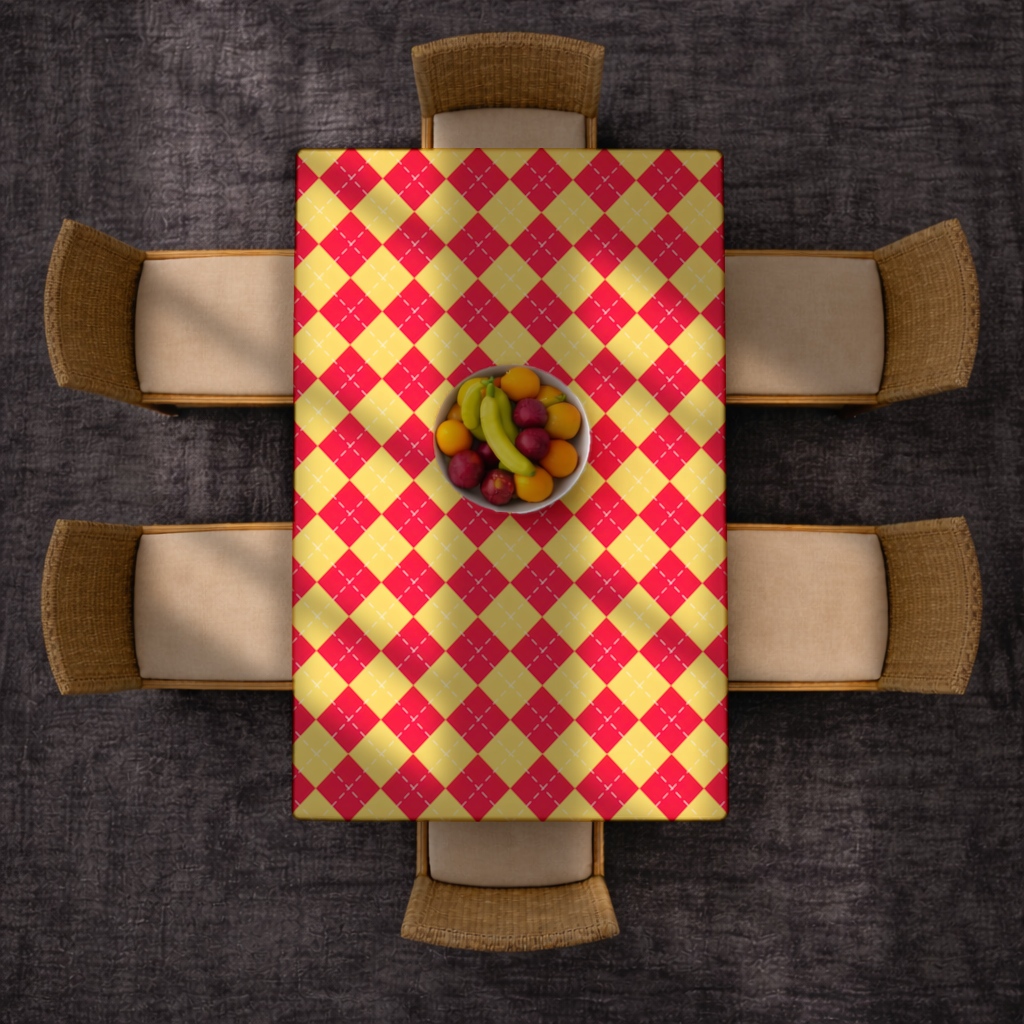 Red and Yellow Argyle Geometric Pattern Background Rectangular Tablecloth