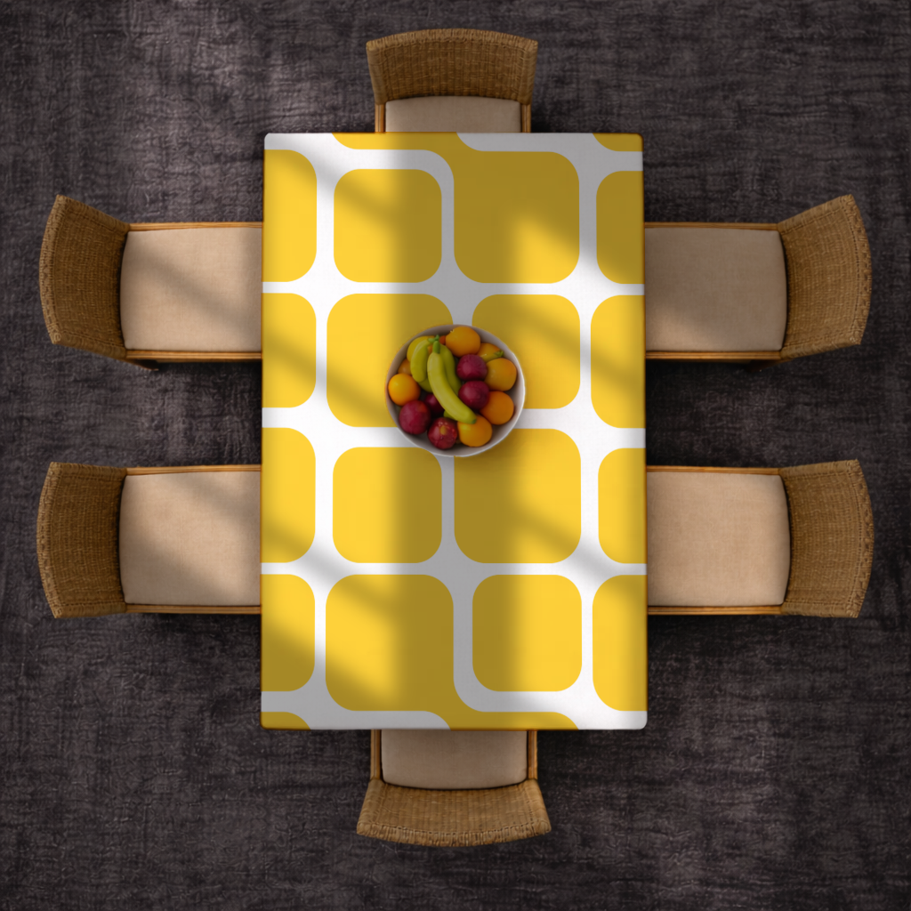 Yellow Geometric Labyrinth and Modern Abstract Pattern Rectangular Tablecloth