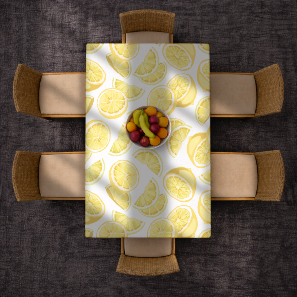 Fresh Lemon Slices Vibrant Summer Pattern Rectangular Tablecloth