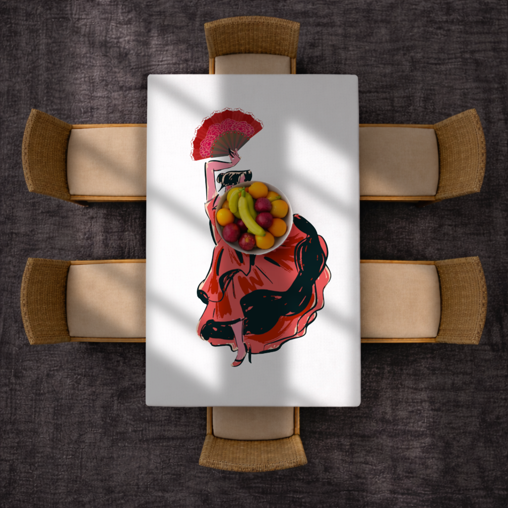 Flamenco Dancer with Fan Illustration 