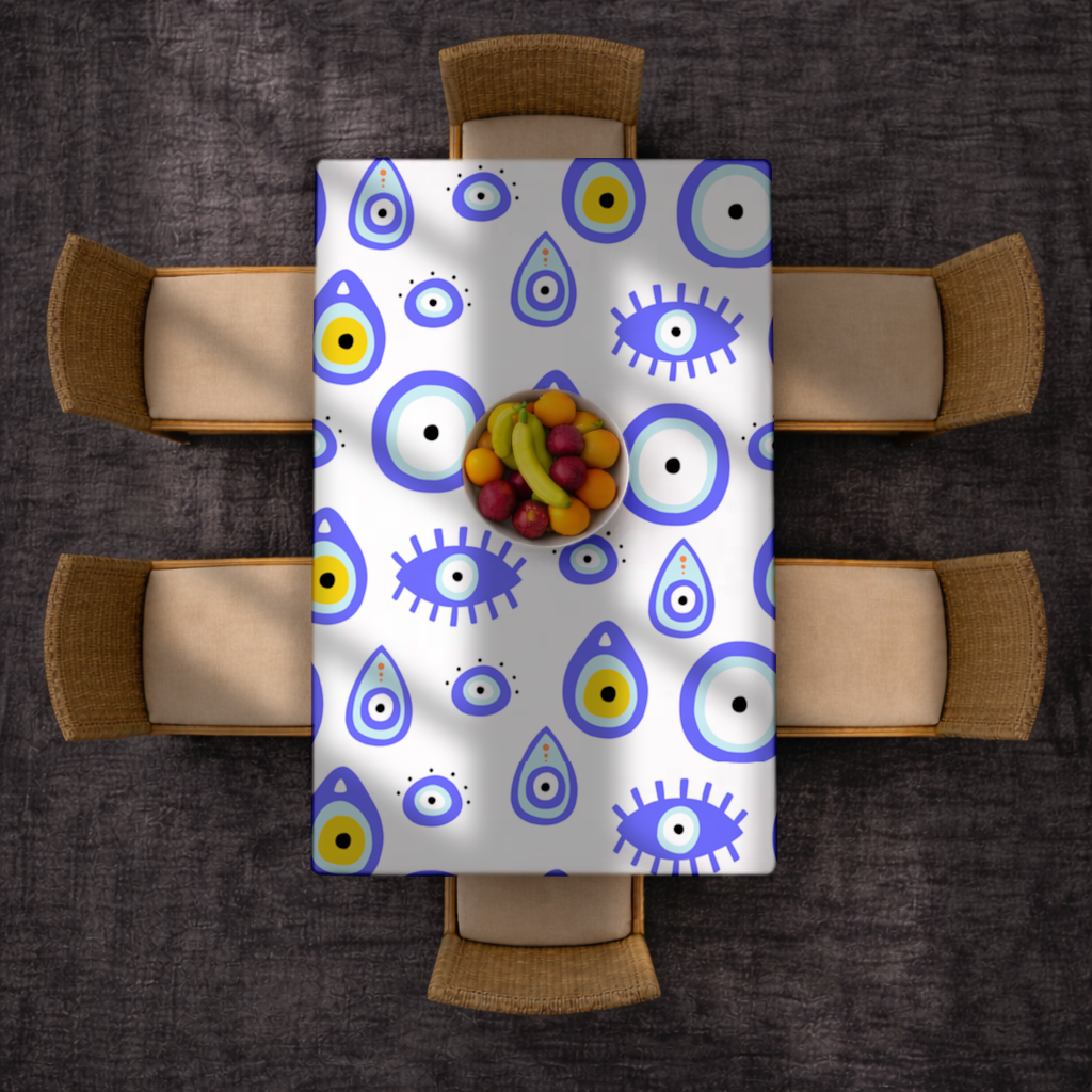 Nazar Boncuğu Göz Deseni Masa Örtüsü