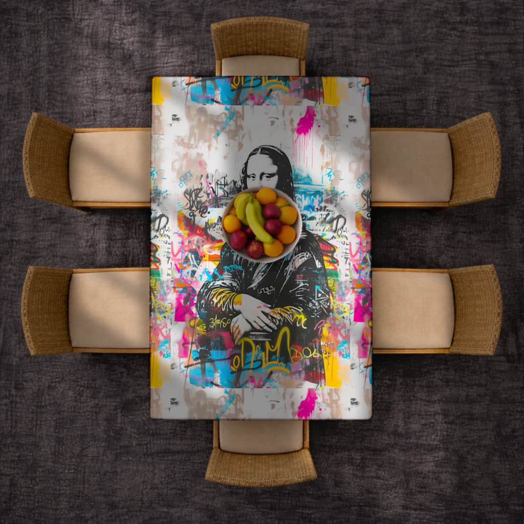 Graffiti Style Modern Mona Lisa Illustration Rectangular Tablecloth