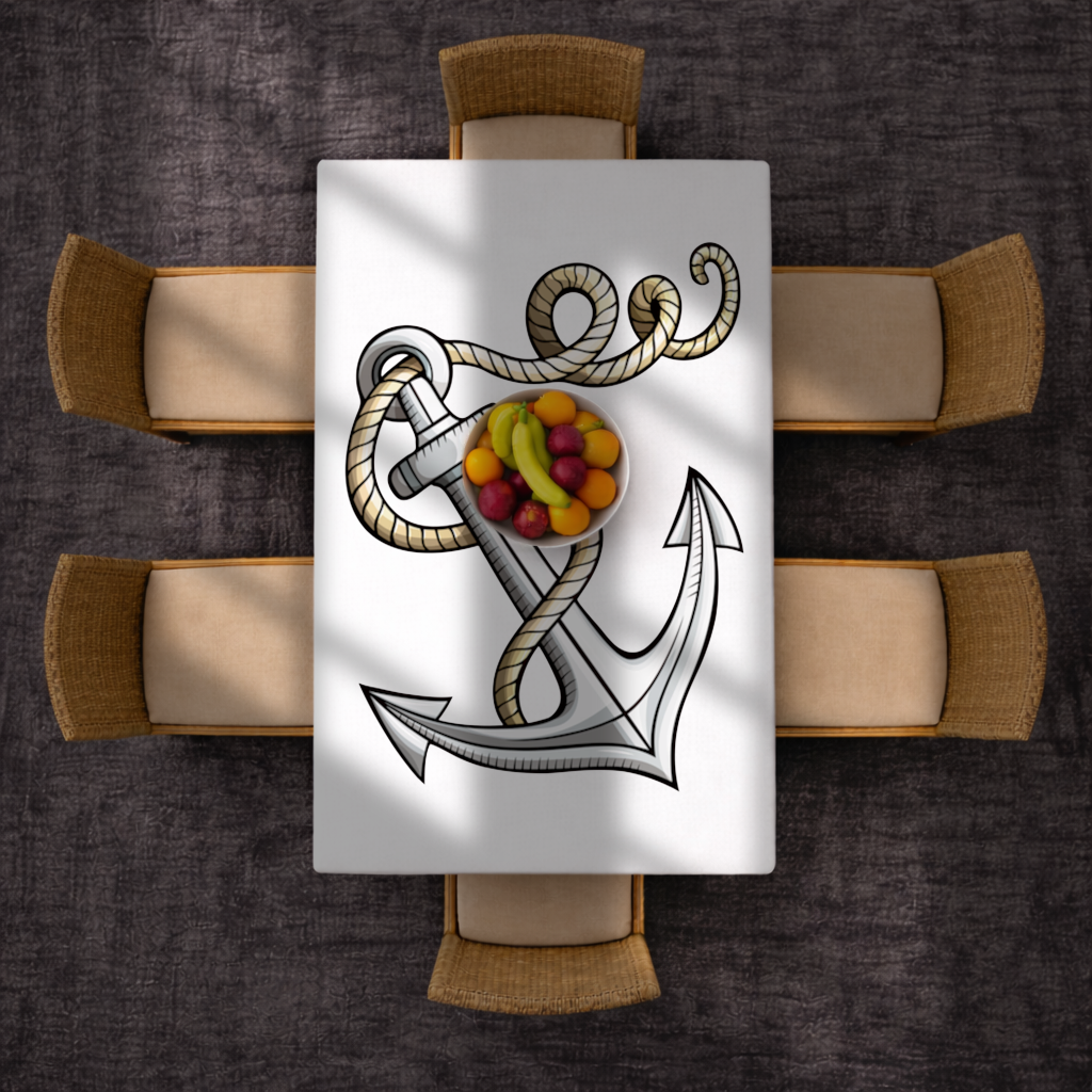 Sailor Anchor with Rope Tattoo Art Rectangular Tablecloth