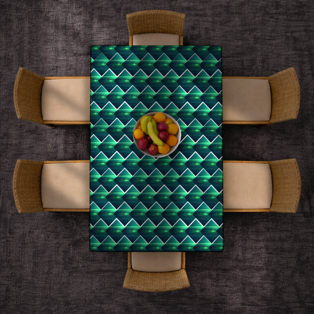 Green bright strips on black background. Rectangular Tablecloth