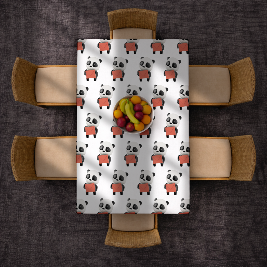 Happy Panda Character Holding Red Envelope Rectangular Tablecloth