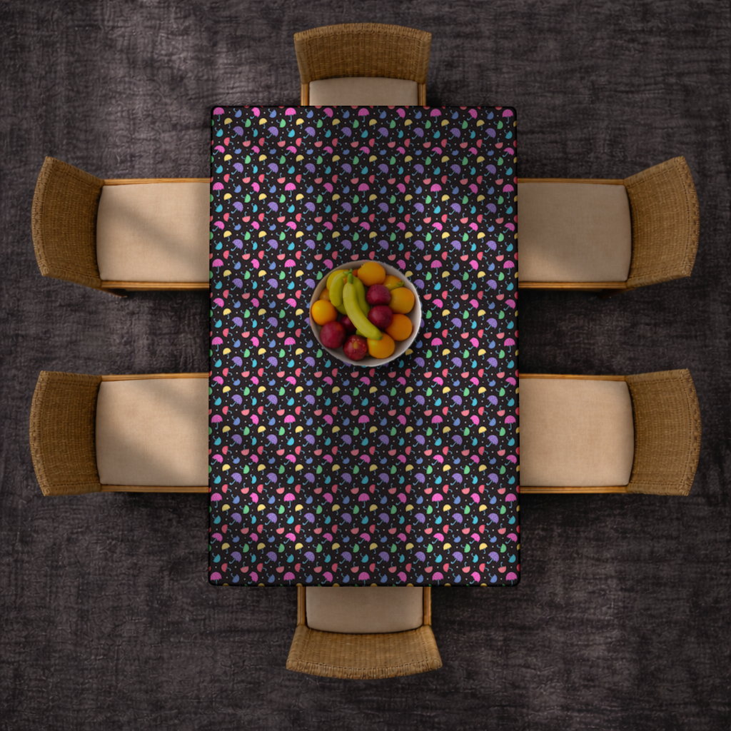 Colorful Heart Umbrellas Pattern Rectangular Tablecloth