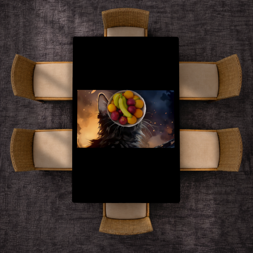 Black Cat Digital Art Rectangular Tablecloth